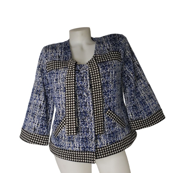 CAbi Jackets & Blazers - Cabi 21 Club Jacket Blue Jacquard Houndstooth Size Medium